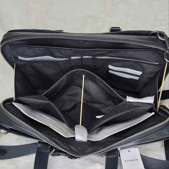 😘 NWT Coach 2 SET Laptop Bag Briefcase Wallet Designer Signature Embossed - Picture 9 of 14